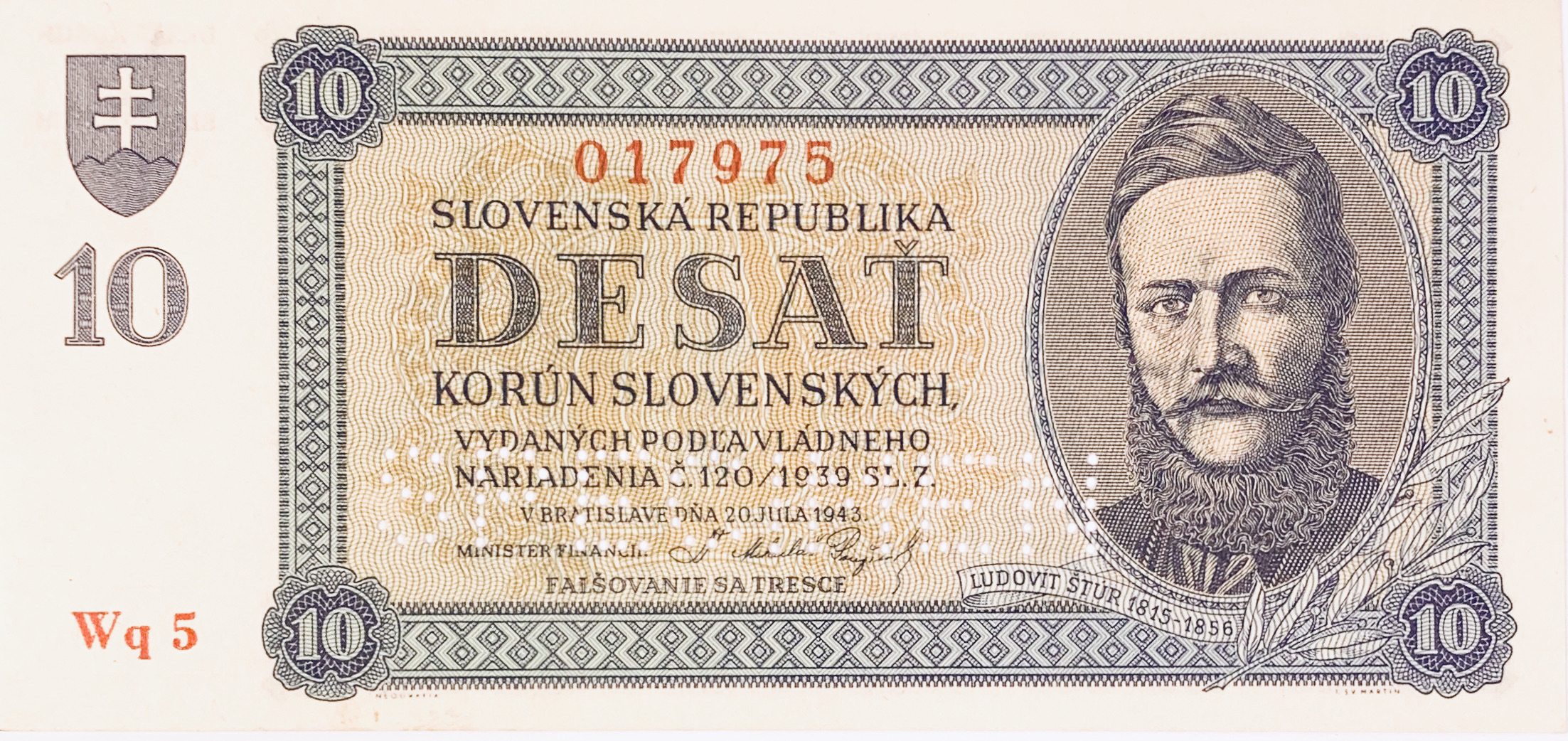 10 korun slovenských, 1943